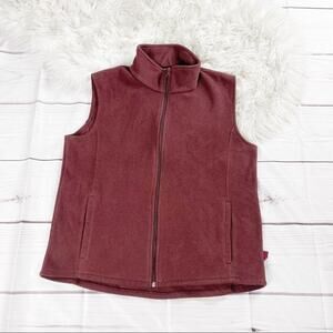 Woolrich Women's Burgundy Red‎ Fleece Zip Vest Size Medium